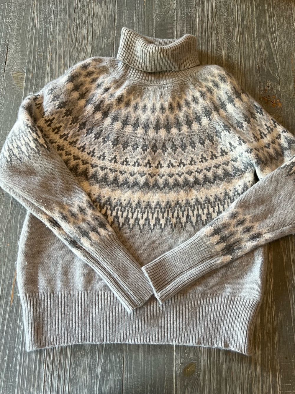 Vineyard Vines Fair Isle Turtleneck Sweater in Gray and Cream